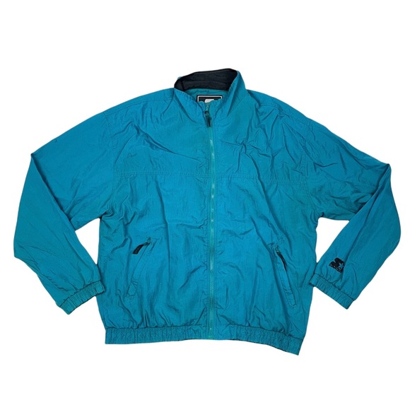 STARTER Jackets & Coats Vintage Starter Jacket Mens Size Large Full Zip Teal Windbreaker